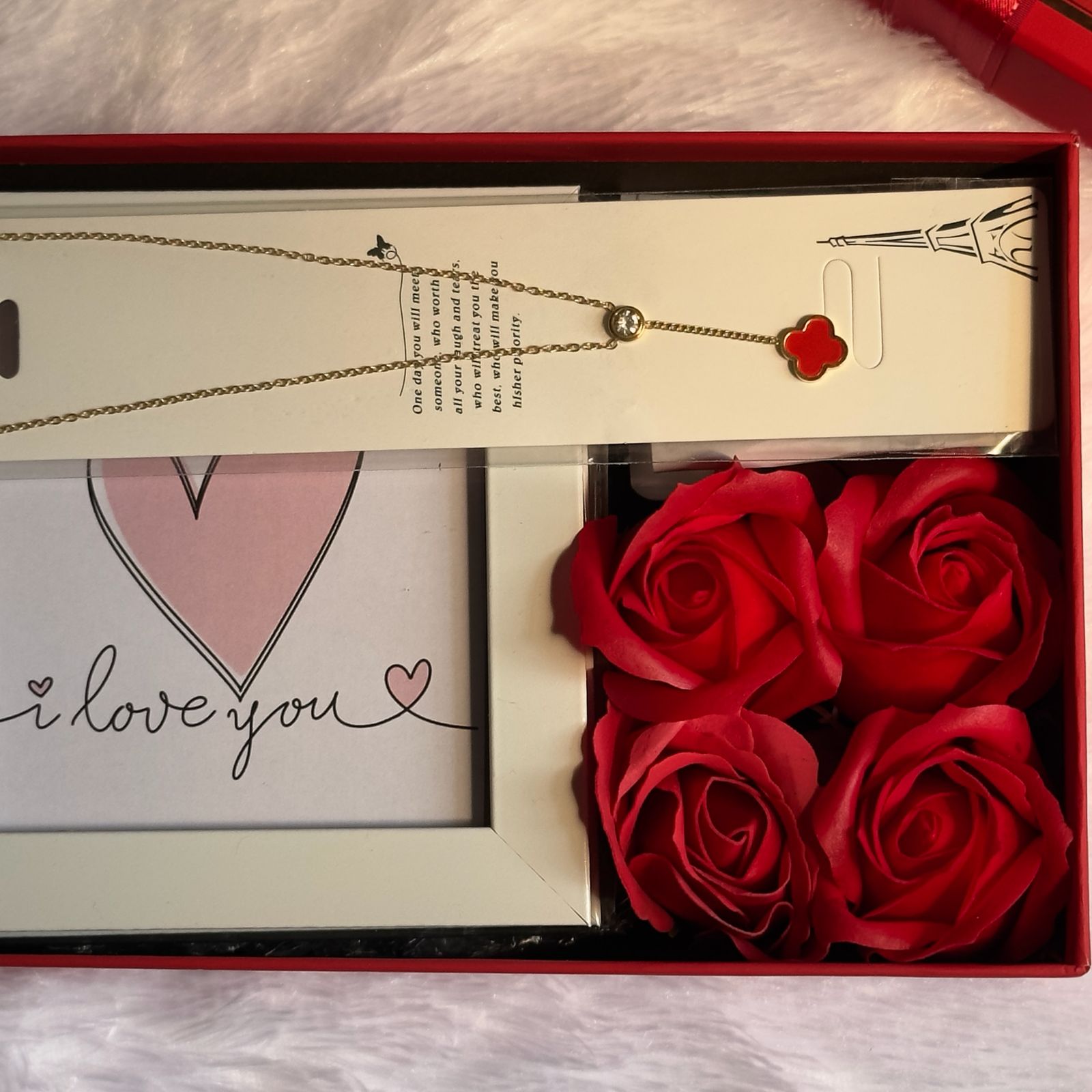 Chain, Rose & Photo Frame Valentine Hamper For Her 